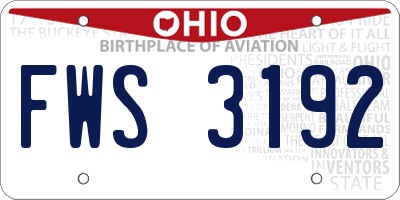 OH license plate FWS3192