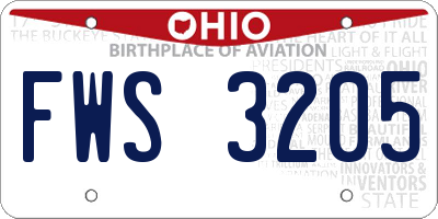 OH license plate FWS3205