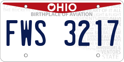 OH license plate FWS3217
