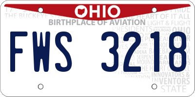 OH license plate FWS3218