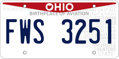 OH license plate FWS3251