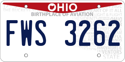 OH license plate FWS3262