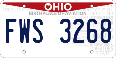 OH license plate FWS3268