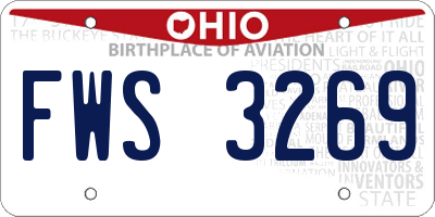 OH license plate FWS3269