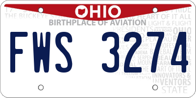 OH license plate FWS3274