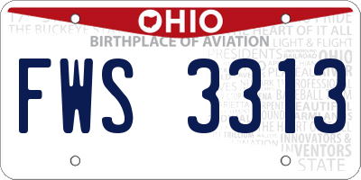 OH license plate FWS3313