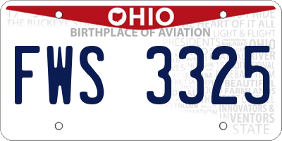 OH license plate FWS3325