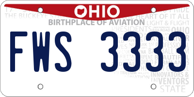 OH license plate FWS3333