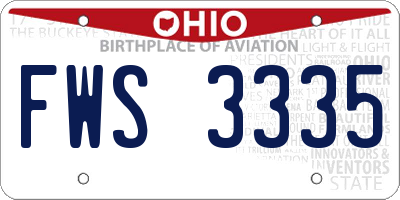 OH license plate FWS3335