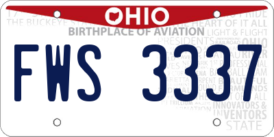 OH license plate FWS3337