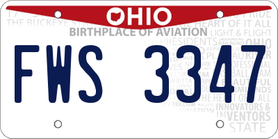 OH license plate FWS3347