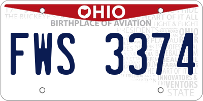 OH license plate FWS3374