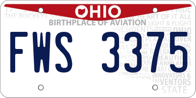 OH license plate FWS3375