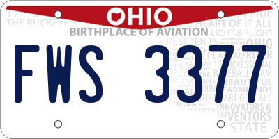 OH license plate FWS3377