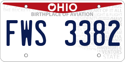 OH license plate FWS3382