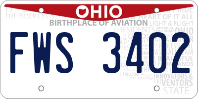 OH license plate FWS3402