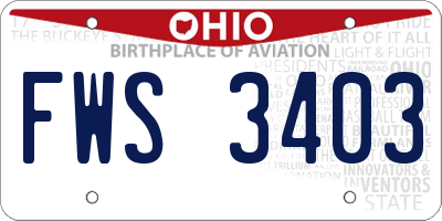 OH license plate FWS3403