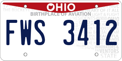 OH license plate FWS3412