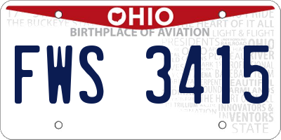 OH license plate FWS3415