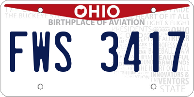 OH license plate FWS3417