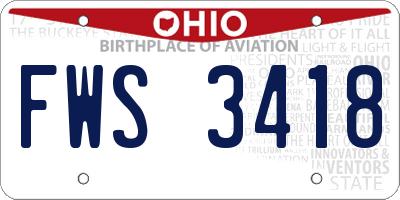 OH license plate FWS3418