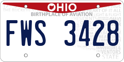 OH license plate FWS3428