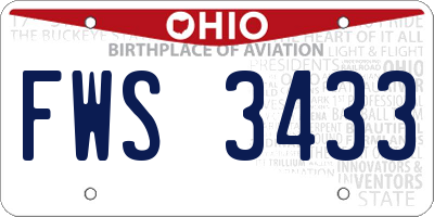 OH license plate FWS3433