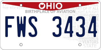 OH license plate FWS3434