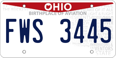 OH license plate FWS3445