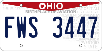 OH license plate FWS3447