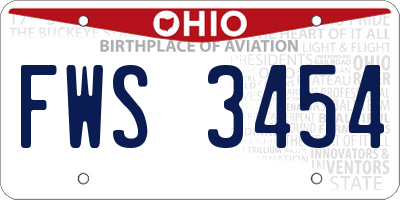 OH license plate FWS3454