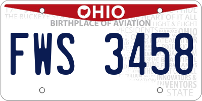 OH license plate FWS3458