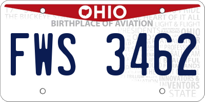 OH license plate FWS3462