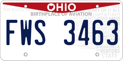 OH license plate FWS3463