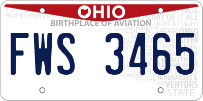 OH license plate FWS3465