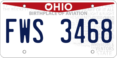 OH license plate FWS3468