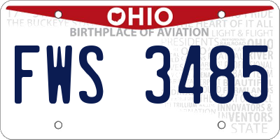 OH license plate FWS3485