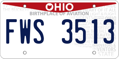 OH license plate FWS3513