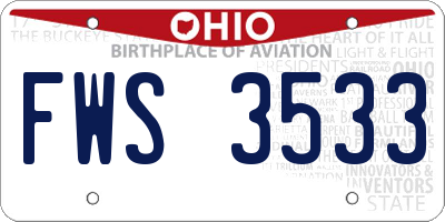 OH license plate FWS3533