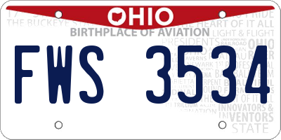OH license plate FWS3534