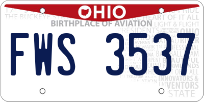 OH license plate FWS3537