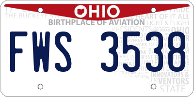 OH license plate FWS3538