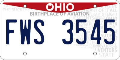 OH license plate FWS3545