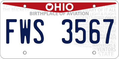 OH license plate FWS3567