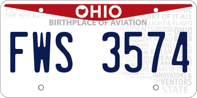 OH license plate FWS3574