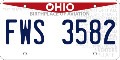 OH license plate FWS3582