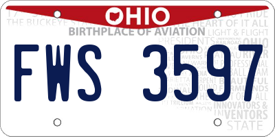 OH license plate FWS3597