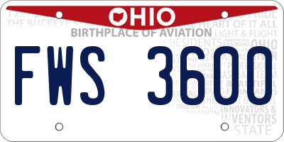 OH license plate FWS3600