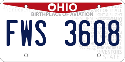 OH license plate FWS3608