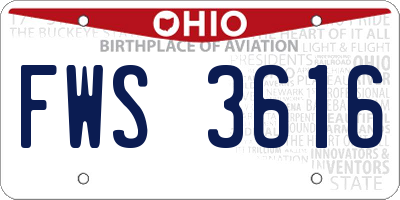 OH license plate FWS3616